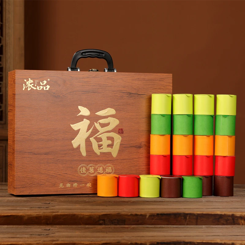 【仁汇优品S】五大茗茶铁观音大红袍肉桂小种绿茶小罐组合高档礼盒