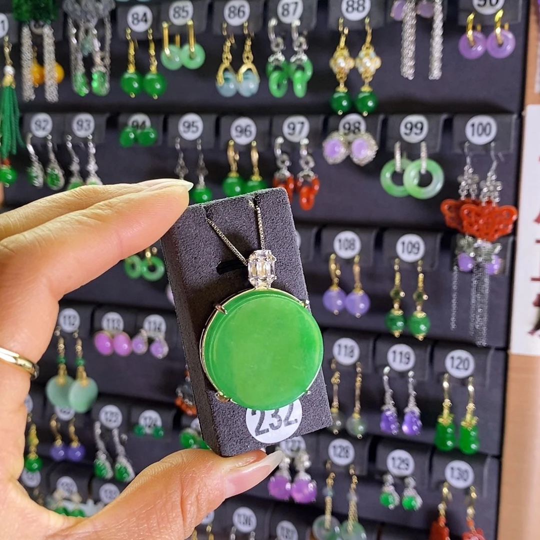 银S925镶嵌翡翠耳饰232