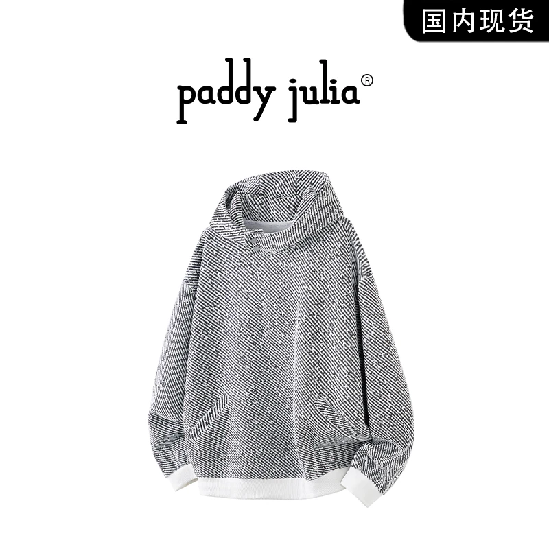 Paddy julia复古连帽卫衣男春秋季套头美式休闲慵懒风打底衫男装