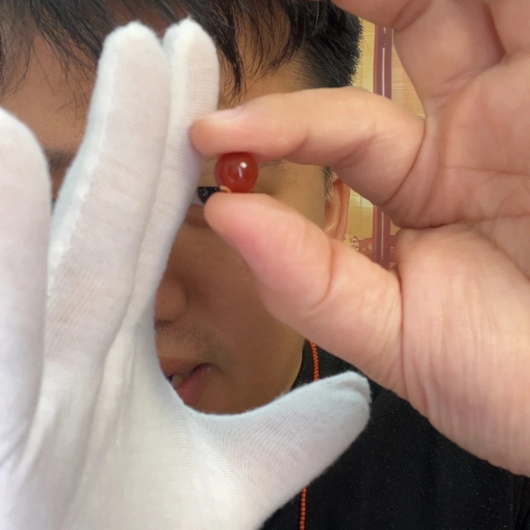 一***呀南红玛瑙18K金镶嵌珠串