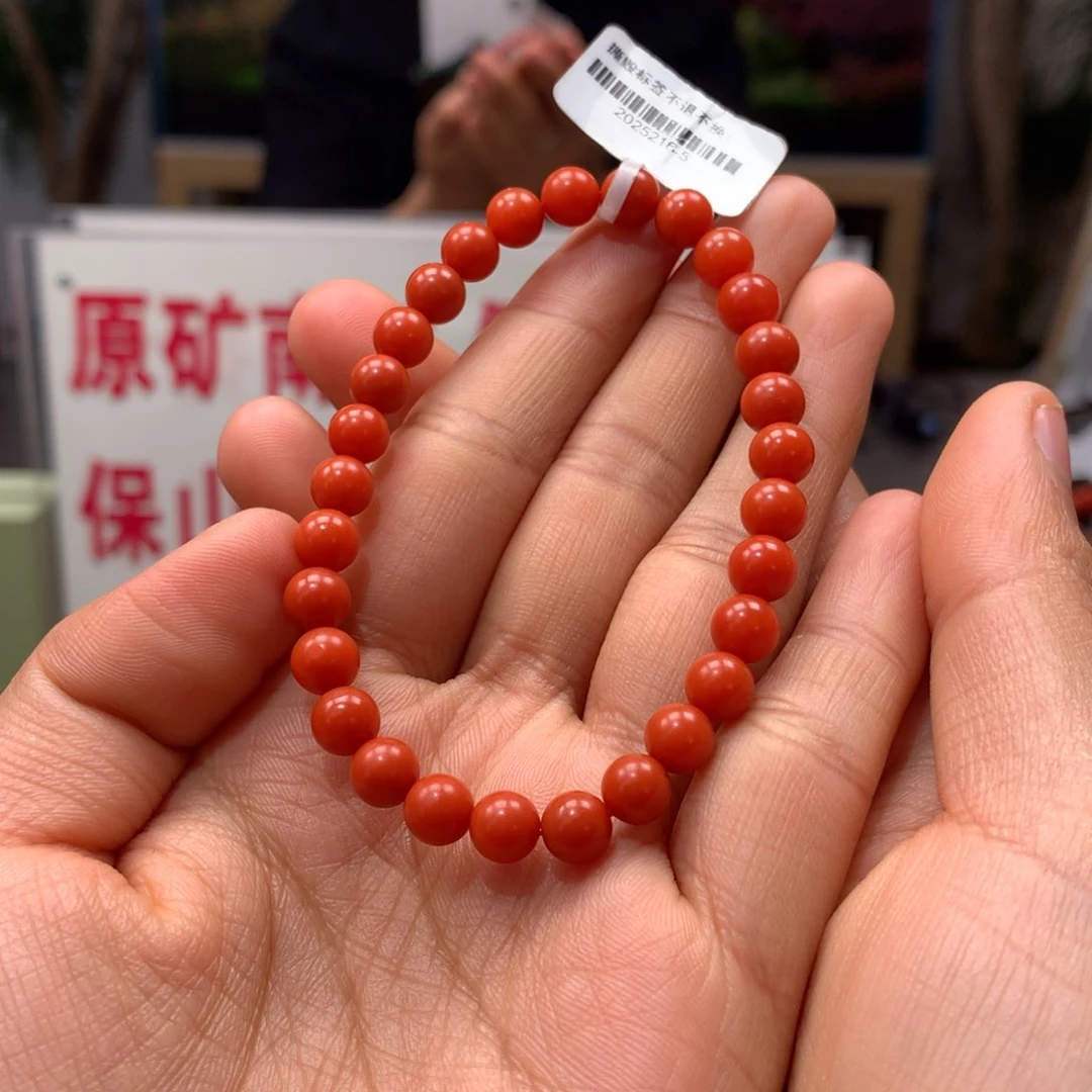 南红玛瑙6mm啊东寨老南红单圈手串未镶嵌