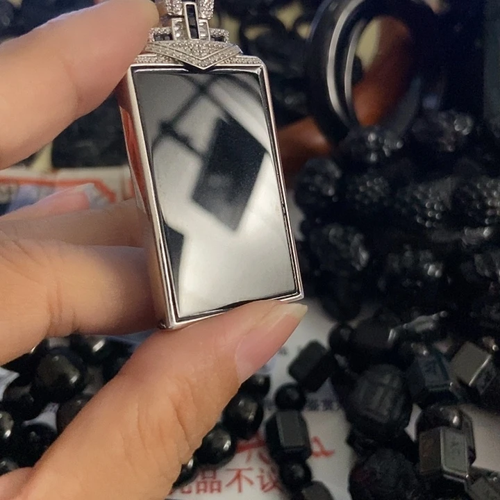 ****P翡翠银S925镶嵌颈饰墨翠
