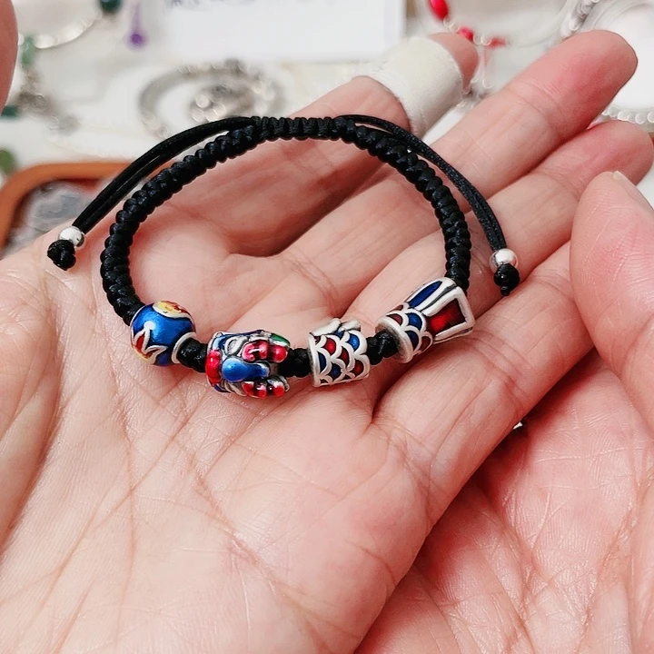 珐琅吊坠足银望子龙