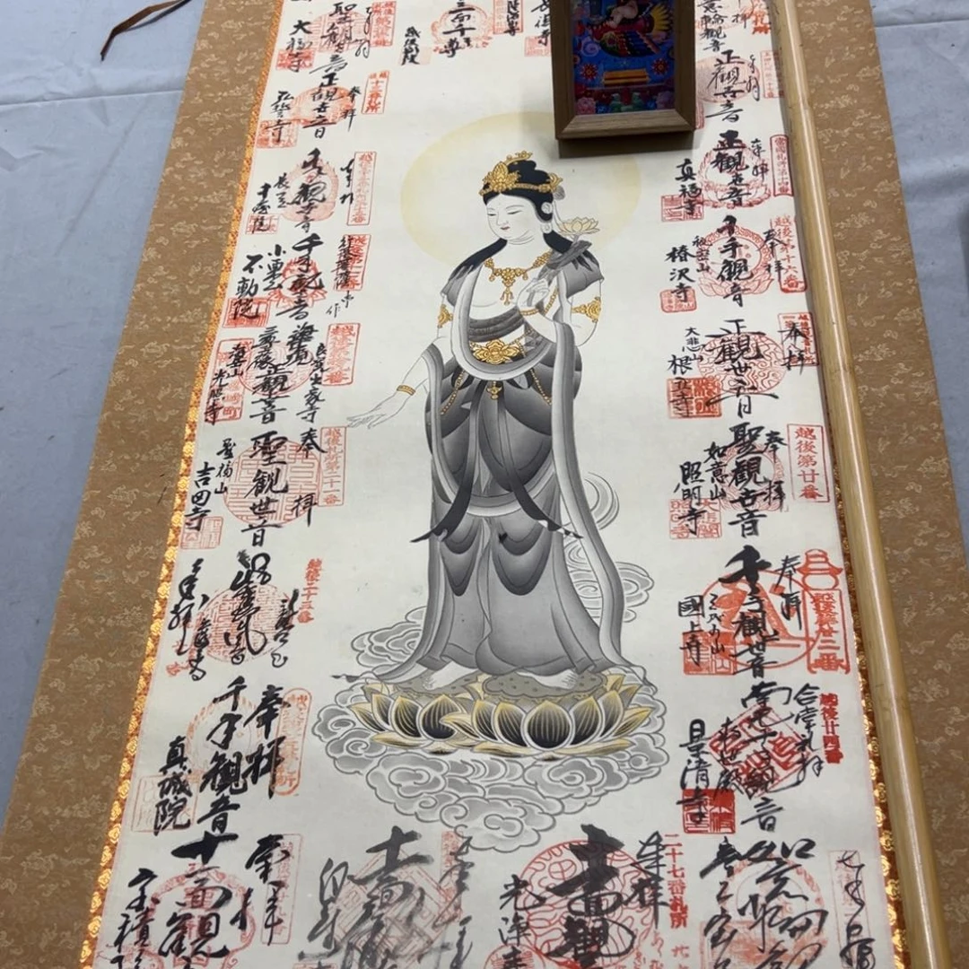 国画皆**喜手绘临摹人物挂轴