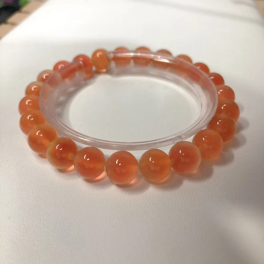 橙色溏心玛瑙手串手链 黄水晶手链 欧美风 小清晰手链