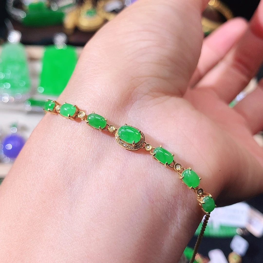 手链翡翠18K金镶嵌