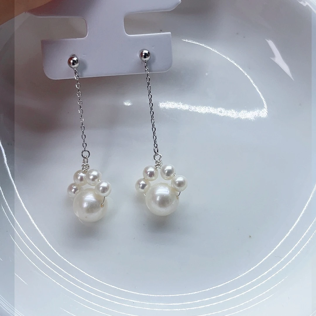 银S925镶嵌耳饰淡水珍珠