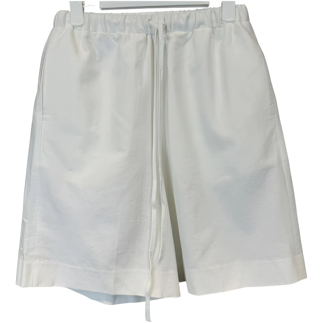 极简风系带抽绳松紧腰宽松廓形纯棉质休闲短裤女DY4074