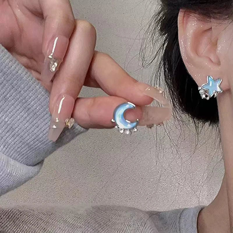 合金耳饰 设计感耳钉女精致上班族耳饰小众海洋生物百搭蓝色超仙