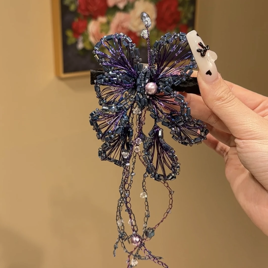 茜子风系列高定摩登紫边夹鸭嘴夹网红发饰头饰