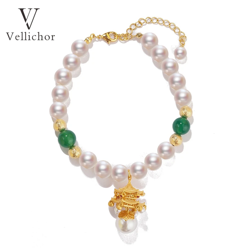 铜合金手链 【原创设计】宫灯楼阁手链女施家珍珠中式独特轻奢小众