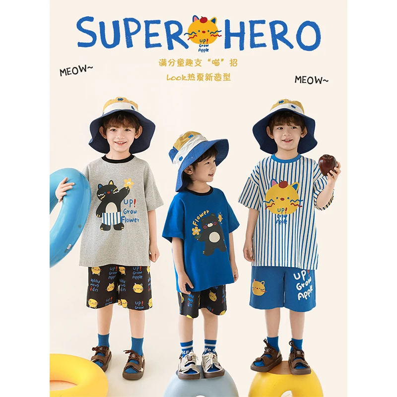 YOEHYAUL/幼悠【动画数码】春三波儿童卡通百搭休闲T恤 N5802