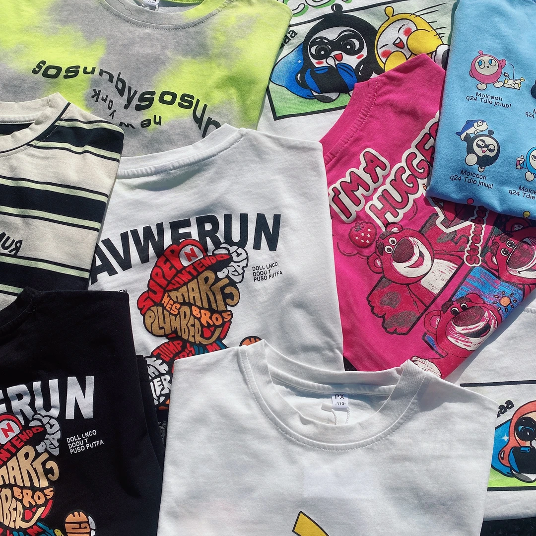 2025夏季儿童百搭吸汗夏季圆领宽松休闲短袖T恤