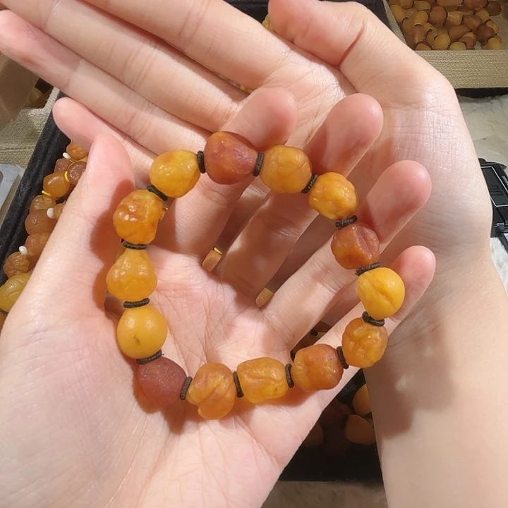 琥珀未镶嵌手链蜜蜡海漂手串
