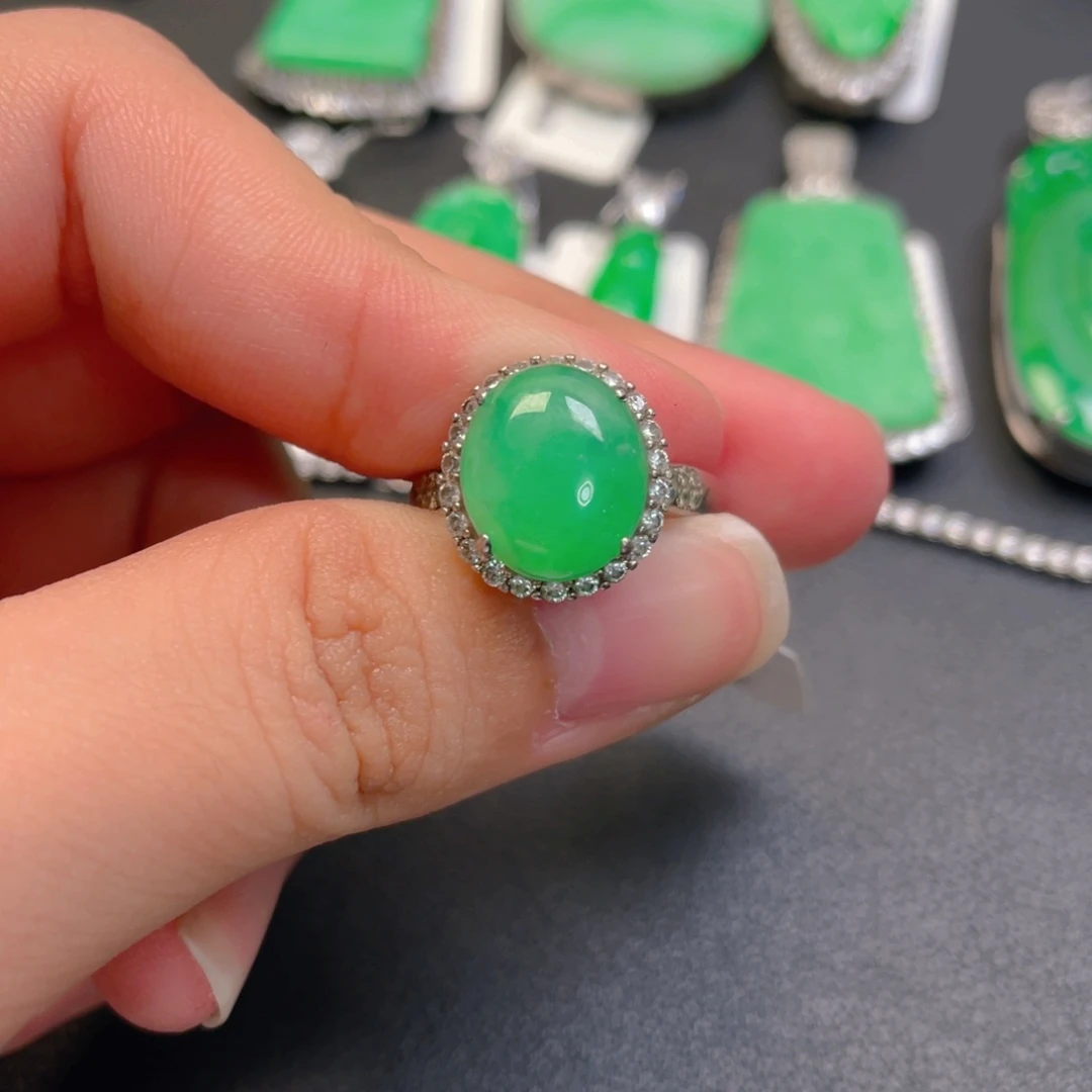 翡翠银S925镶嵌吊坠(不含链)