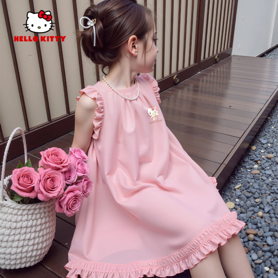 Hello Kitty女童粉色连衣裙儿童裙子公主裙夏季夏装甜美洋气童装