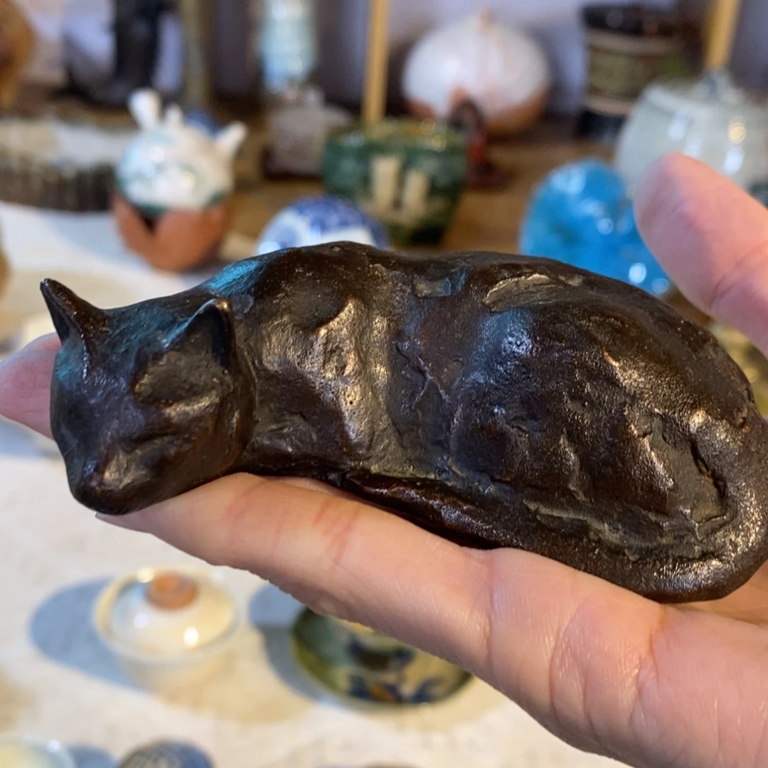 瓷片精工铜猫咪镇纸