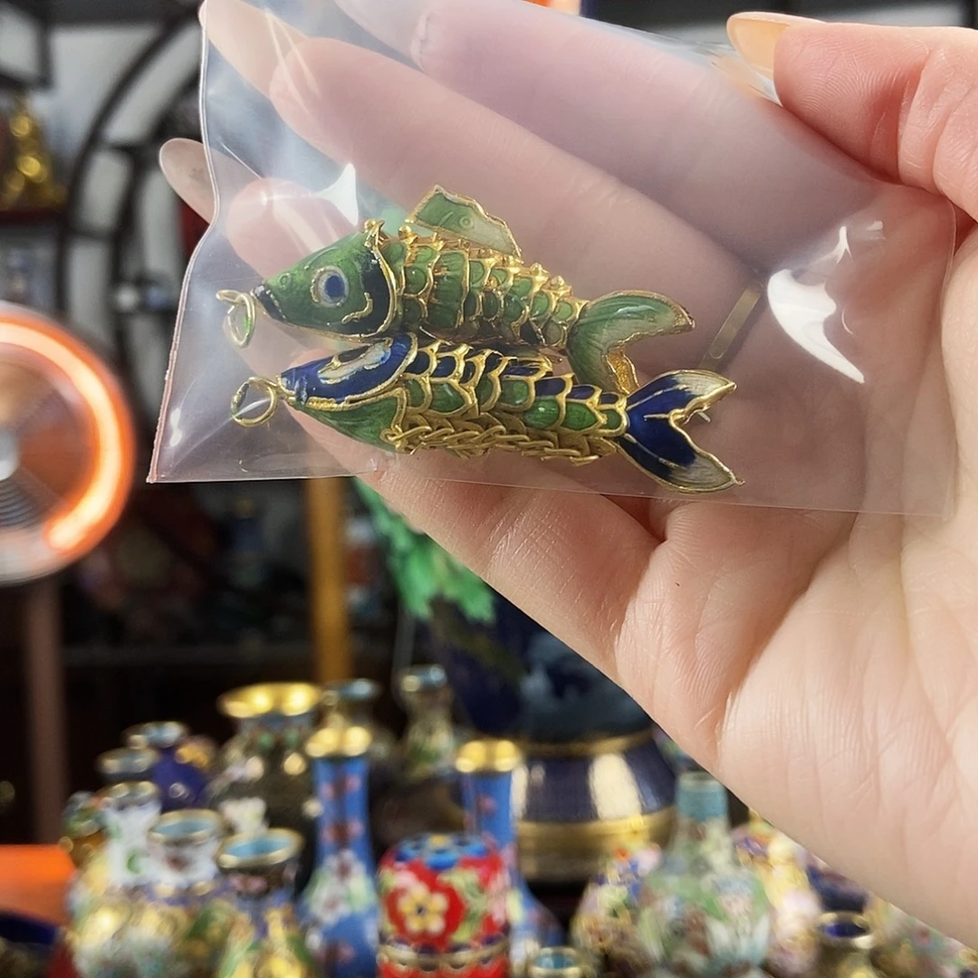 一***歌铜两个烧银蓝小活结鱼