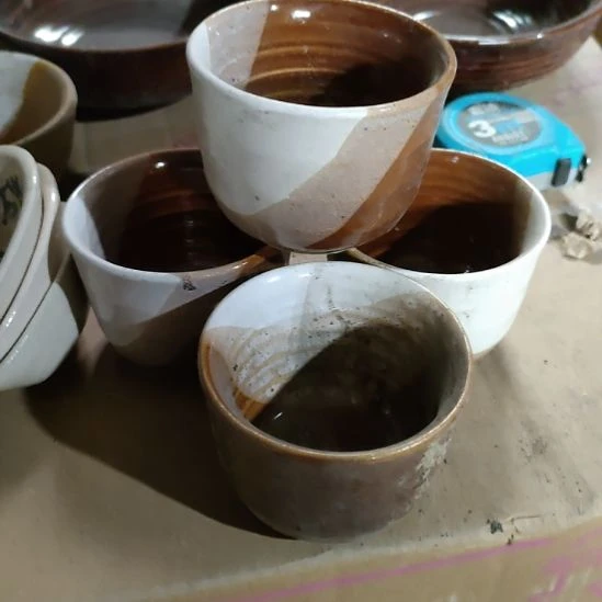 陶瓷磁州窑老厂茶杯四支