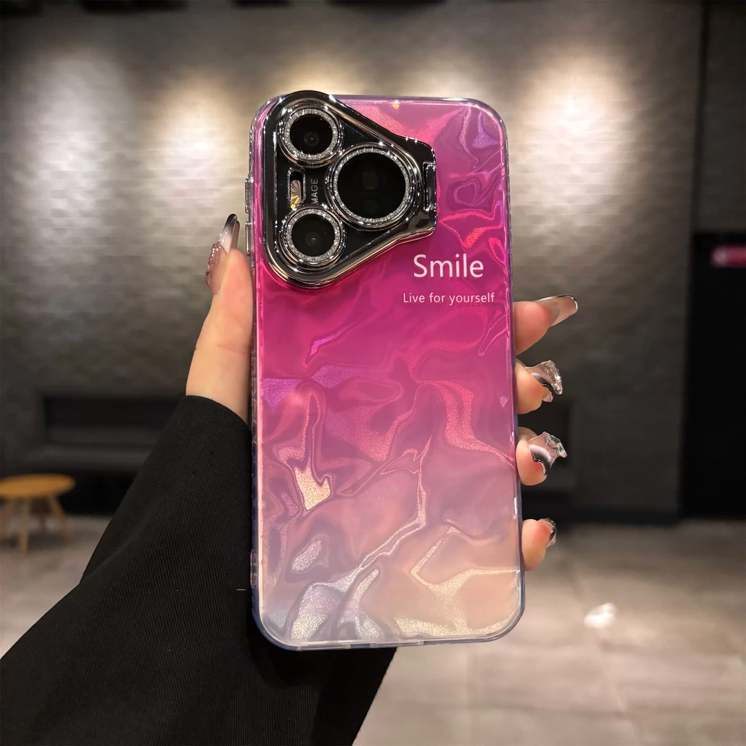 适用华为Pura70高颜值渲染ins水波纹P70pro+细闪镜头膜支架手机壳