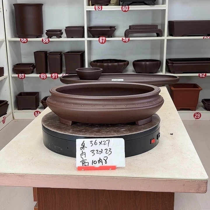 紫砂花盆弓肚椭圆