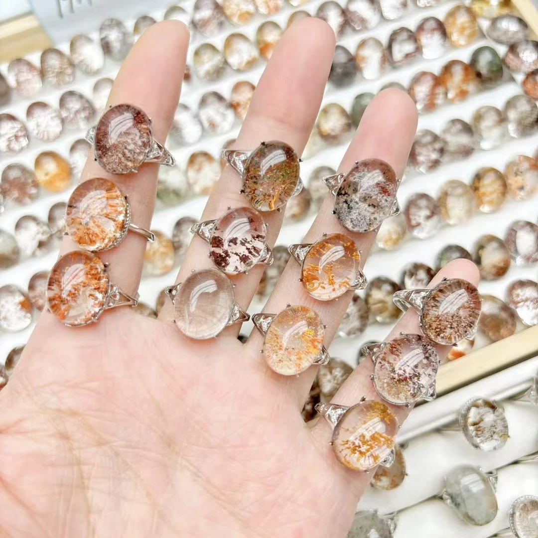 天然水晶S925银饰四季幽灵戒指