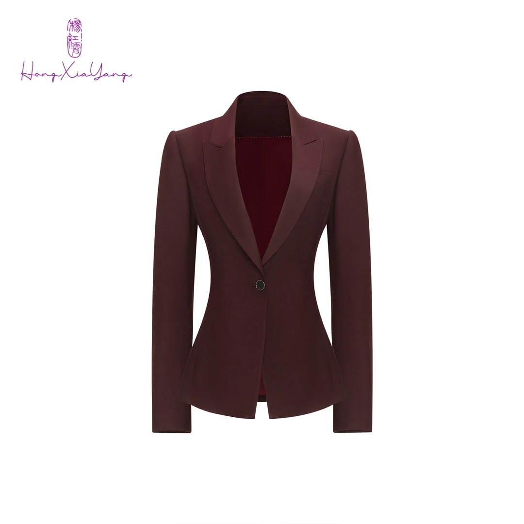 HY2338酱紫色羊毛修身西服
