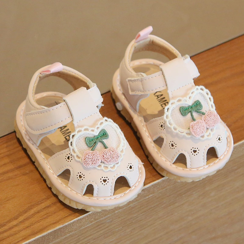 儿童叫叫凉鞋夏季0-2岁包头女童婴儿学步鞋牛筋软底公主宝宝鞋子