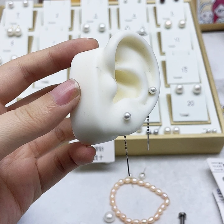 淡水珍珠耳饰银S925镶嵌用****6