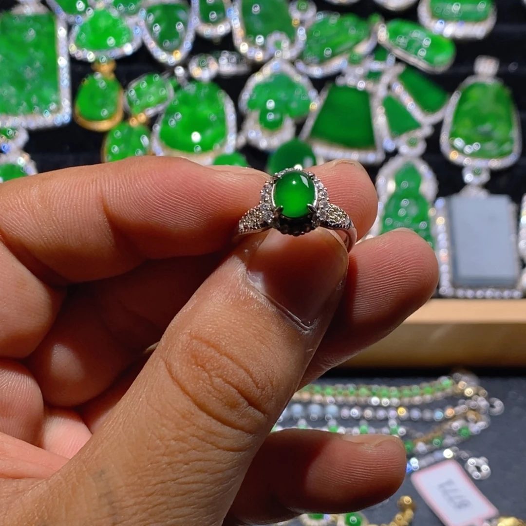 银S925镶嵌戒指翡翠