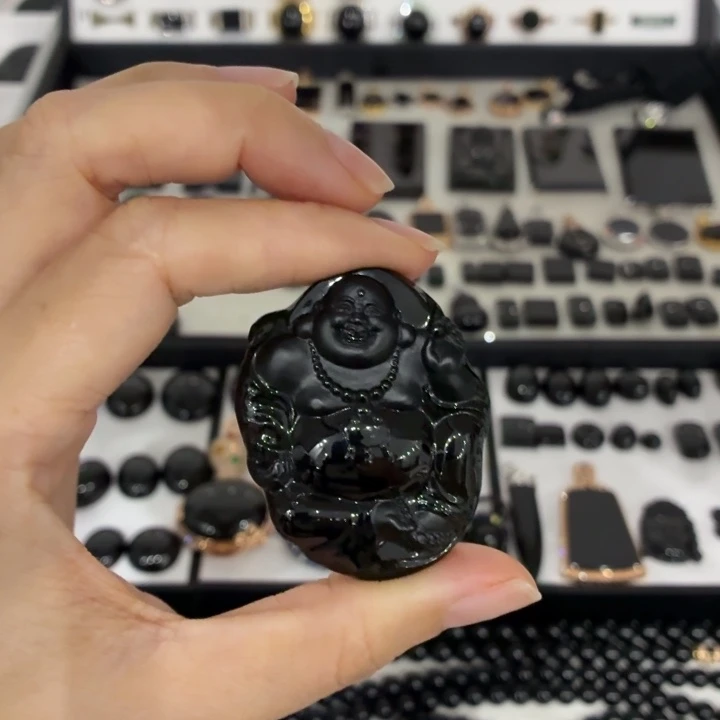 谷***雨翡翠裸石墨翠裸石佛