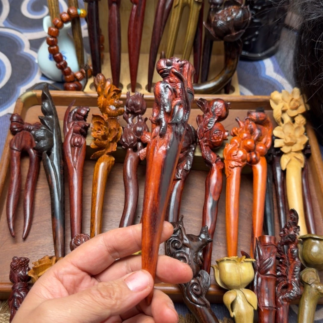 梧***'檀香紫檀（小叶紫檀）小叶紫檀龙头簪