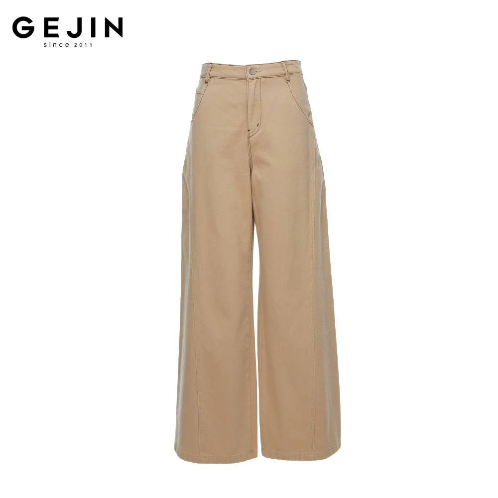 GEJIN/歌锦2025春季新款时尚休闲简约直筒阔腿牛仔裤9122530092
