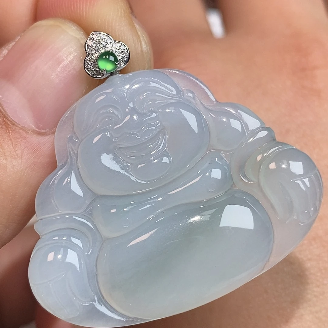 翡翠颈饰18K金镶嵌佛公