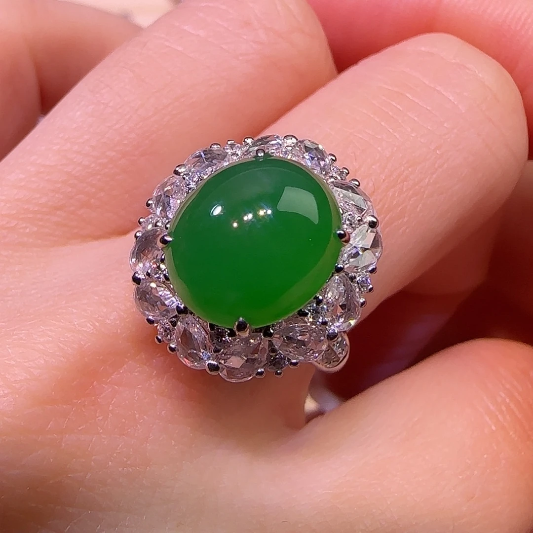 翡翠18K金镶嵌耳环