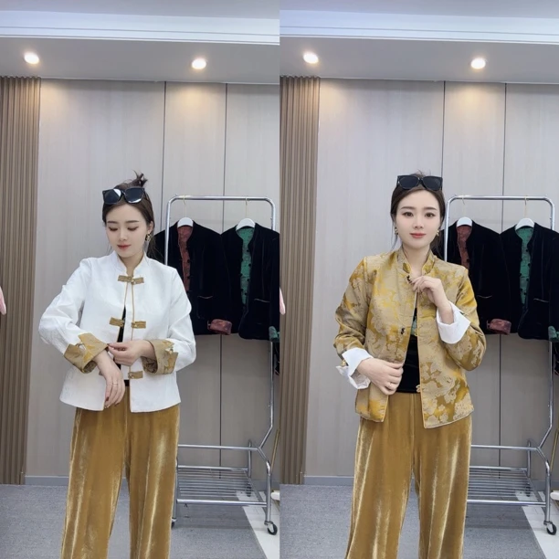 989#新中式复古(春款)(两面穿)提花外衣