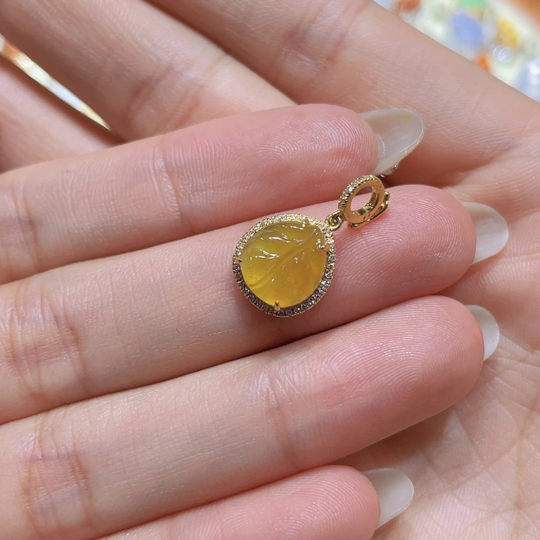 翡翠吊坠(不含链)18K金镶嵌T*霞