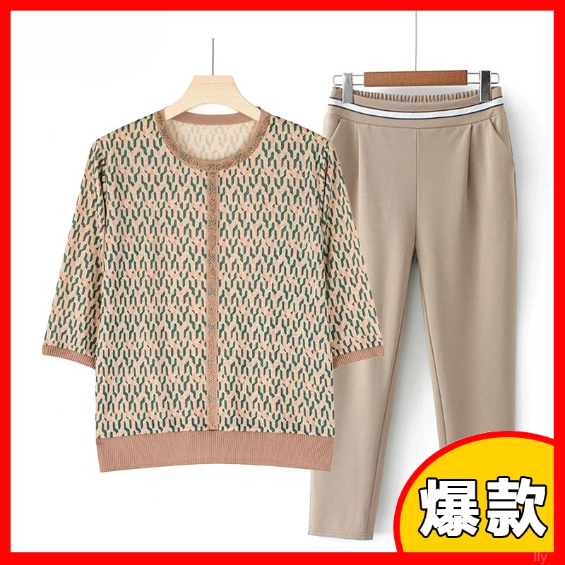 夏季夏装妈妈装短袖上档次小衫T恤中老年女装50-60岁洋气上衣服