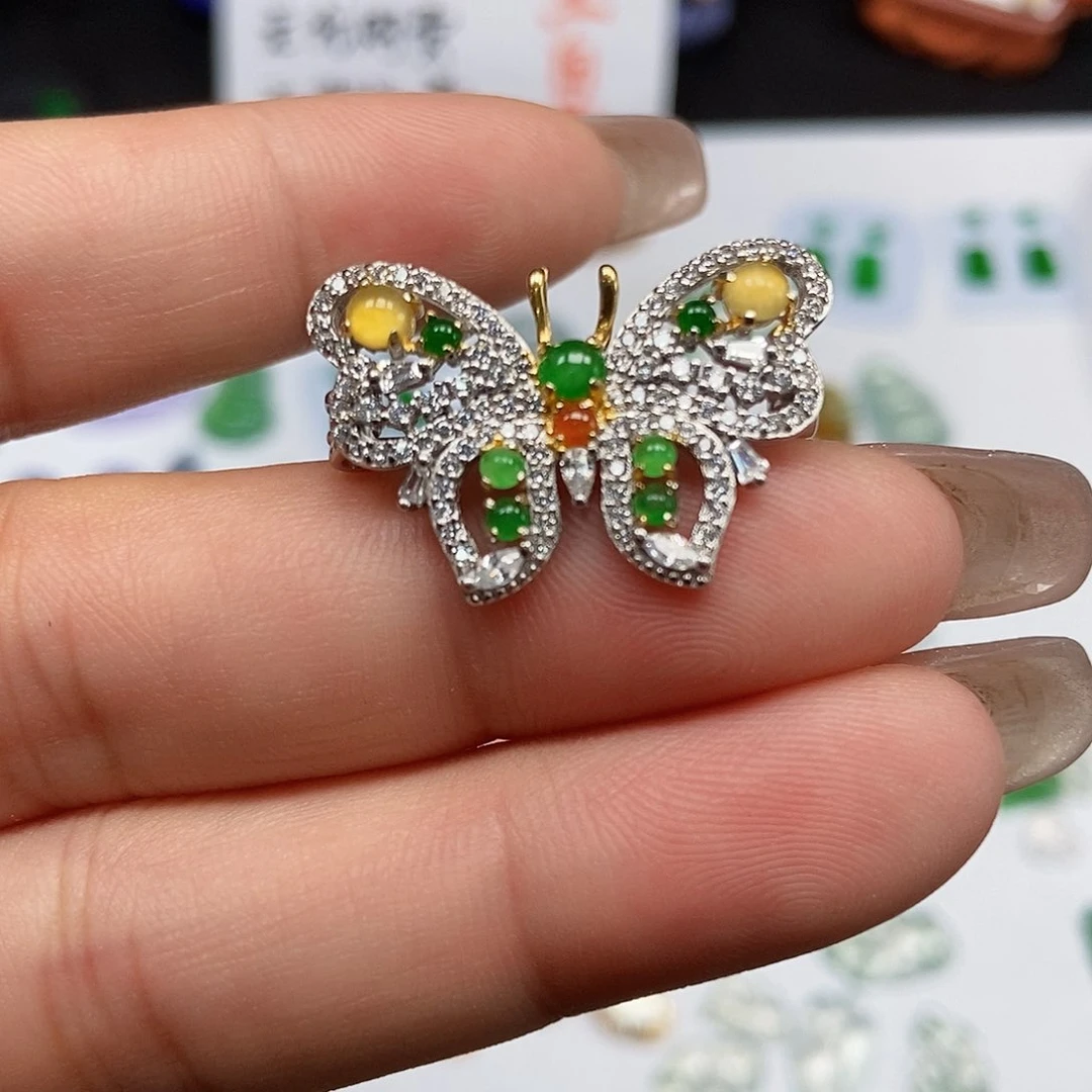 定制翡翠未镶嵌蝴蝶款
