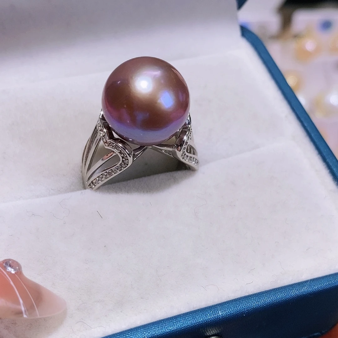 淡水珍珠戒指银S925镶嵌温*