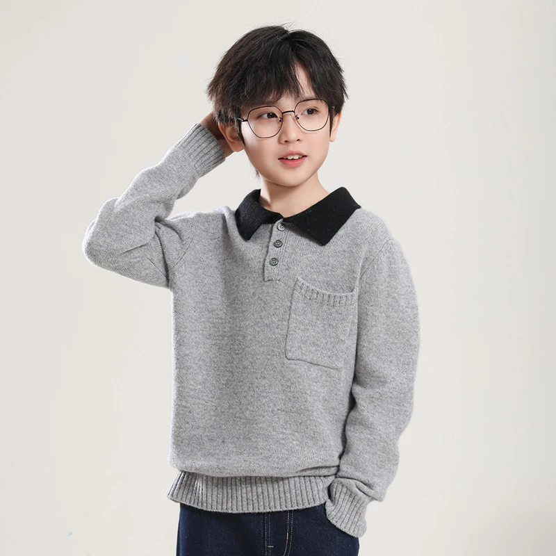 时尚儿童羊绒衫经典娃娃领设计百搭舒适春秋冬