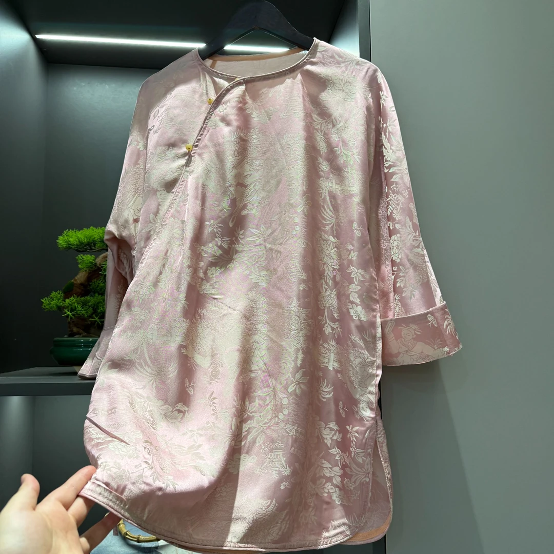 中式上衣复古斜襟兰花传统改良春季女装宽松上衣2009