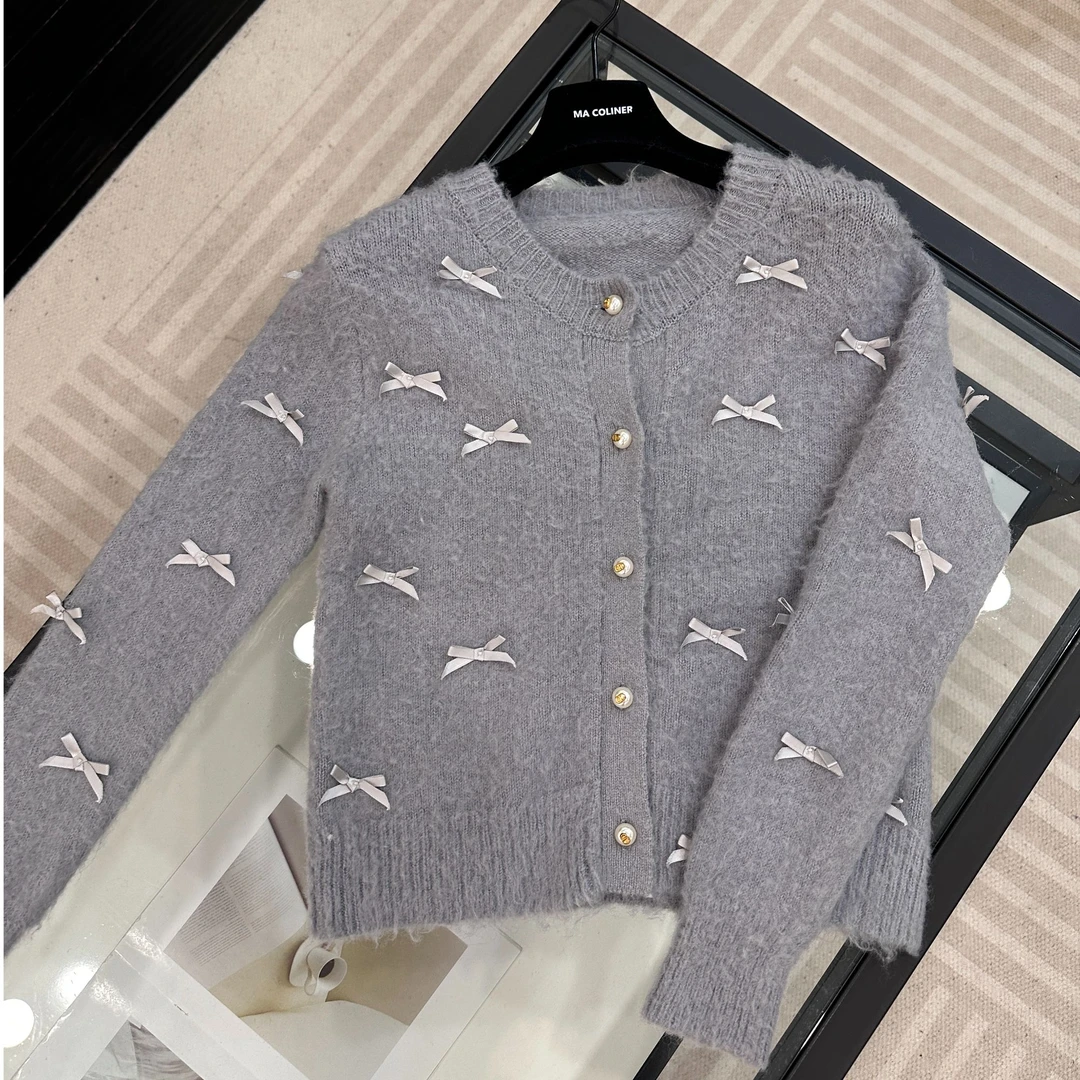 ALL IN 2025早春新款蝴蝶结3色休闲女装毛衣