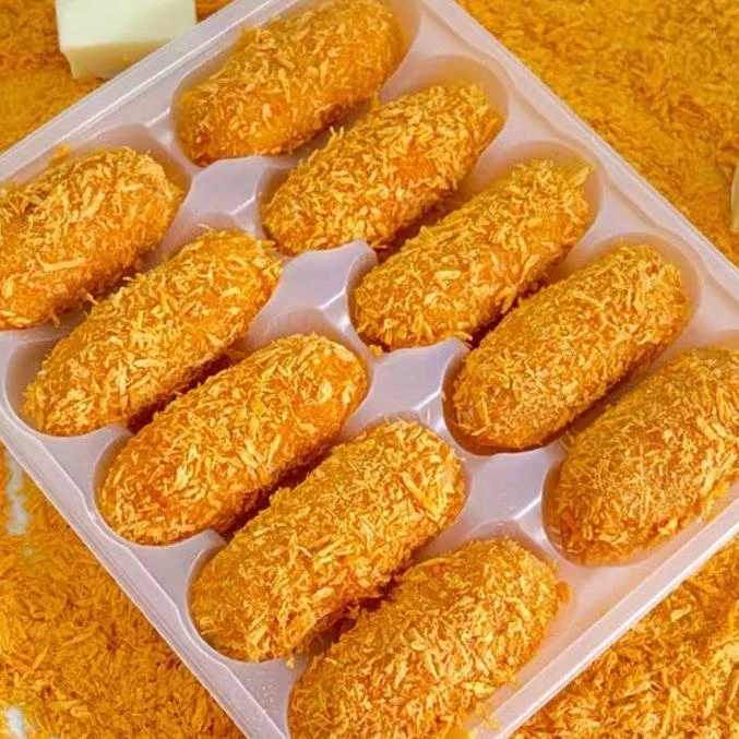 拉丝爆浆芝士地瓜条冷冻油炸小吃半成品d【MM】