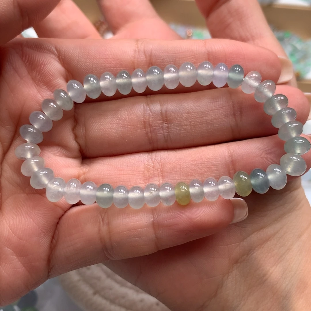 *****翡翠未镶嵌颈饰卡6.6冰种鼓珠手串