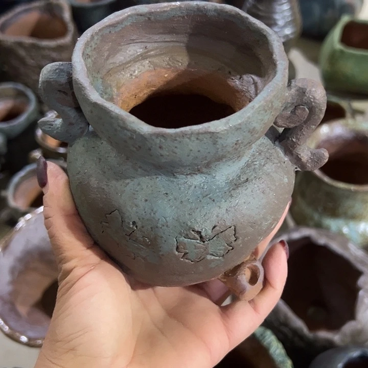 手工粗陶高温花盆