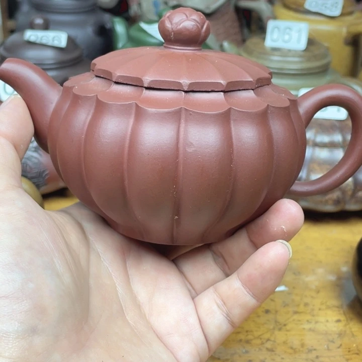 茶壶紫砂紫砂壶紫泥葵仿古230cc微微瑕