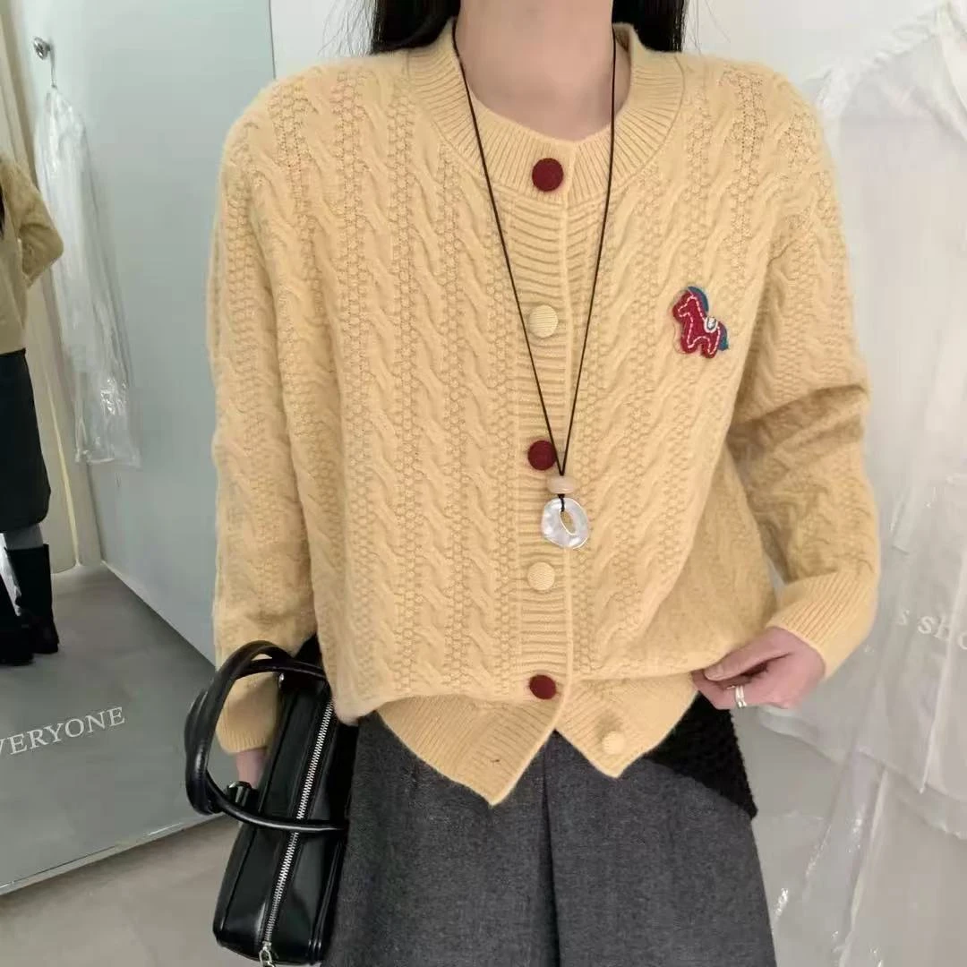 【S55】BLF诗语严选/新款秋冬韩系刺绣麻花开衫