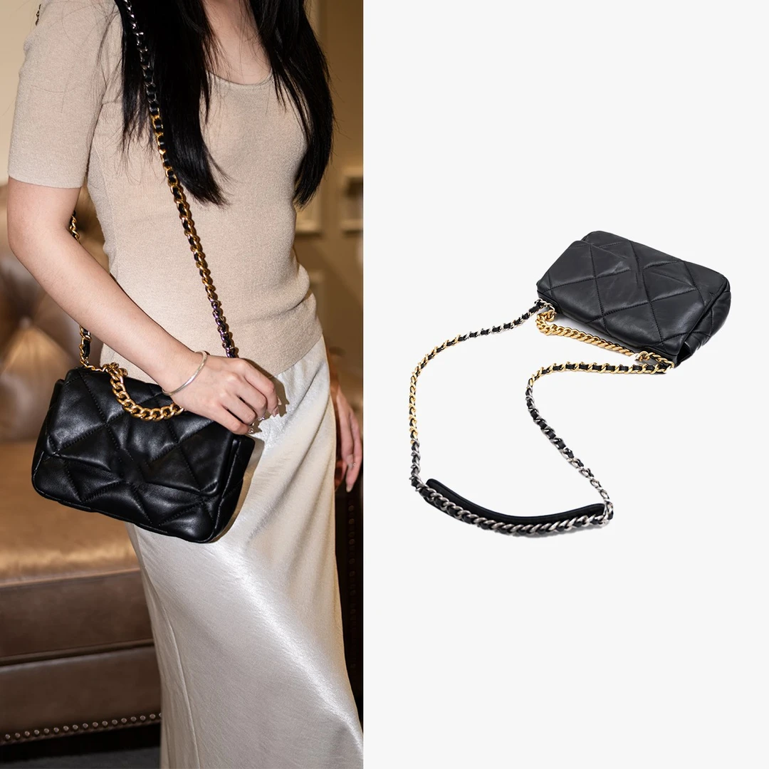 三色链条宝恩箱包新款羊皮菱格单肩包时尚休闲斜挎包