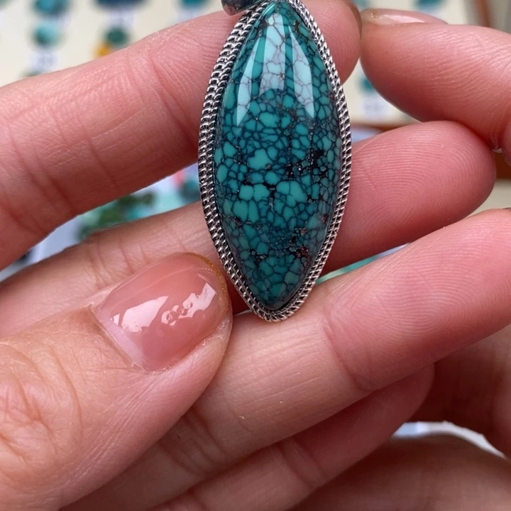 绿松石银S925镶嵌挂件